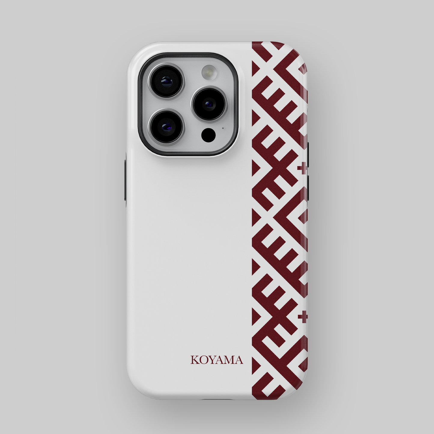 white phone case with red latvian signs