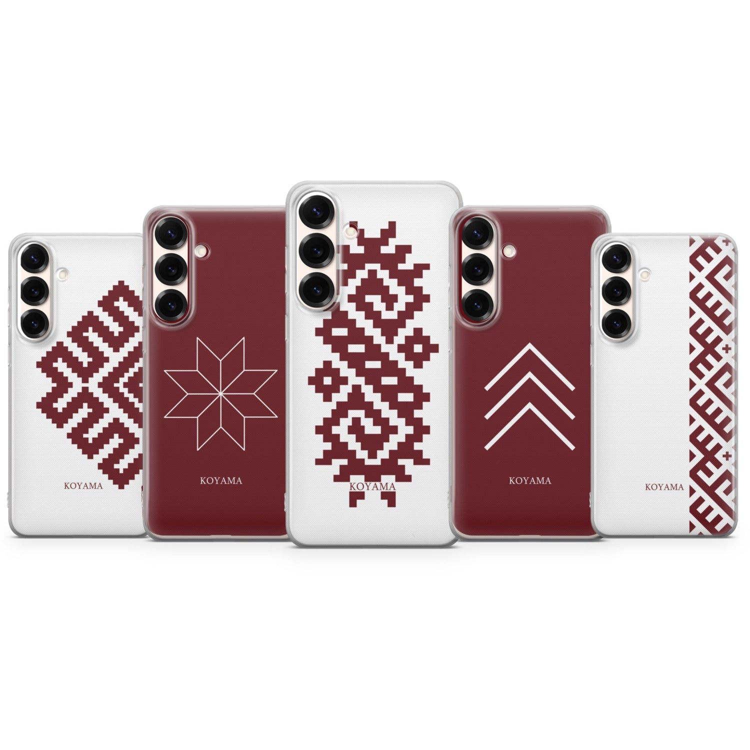 photo with 6 white and burgundy latvian sign phone cases 