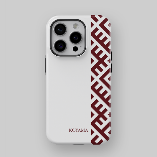 white phone case with red latvian signs