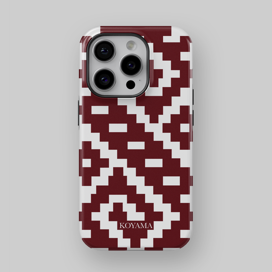 burgundy and white latvian symbol phone case